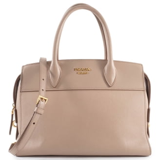 New Prada Argilla Grey Vitello Phenix Leather Double Zip Crossbody