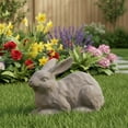 thumbnail image 2 of Urban Trends Terracotta Resting Rabbit Figurine, Distressed Gray Finish, Rustic Farmhouse Home Décor Accent, 2 of 7