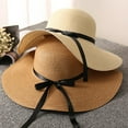 thumbnail image 2 of Women's Straw Sun Hat Wide Brim Flat Beach Hat Summer Sun Protection Cowboy Style Hat Rolled Up Packable Panama Hats, 2 of 11