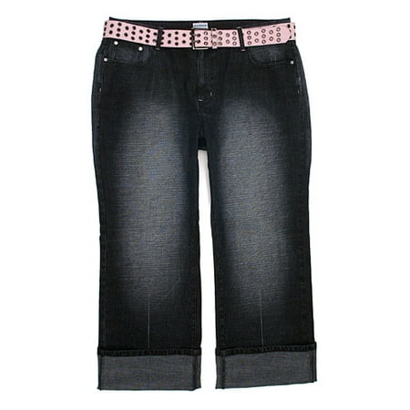 No Boundaries - Juniors Plus Jelly Rivet Cuffed Jean