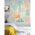 thumbnail image 3 of Coastal Turquoise Sheer Curtains 72 Inch Length 2 Panels Set, Ocean Coral Starfish Shell Modern Sea Voile Window Treatment Rod Pocket Curtains Sheers Drapes for Bedroom/Living Room/Kitchen 52"x72"x2, 3 of 7
