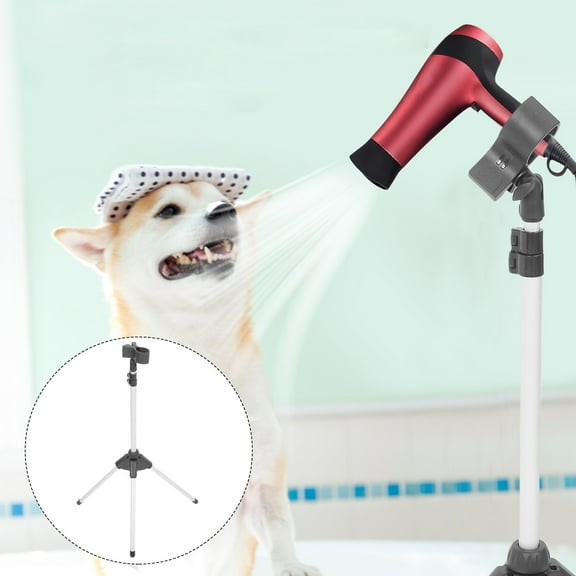 DINHEAROM Adjustable Height Hair Dryer Holder Stand Black Aluminum Alloy 1 .06X23.62X23.62In