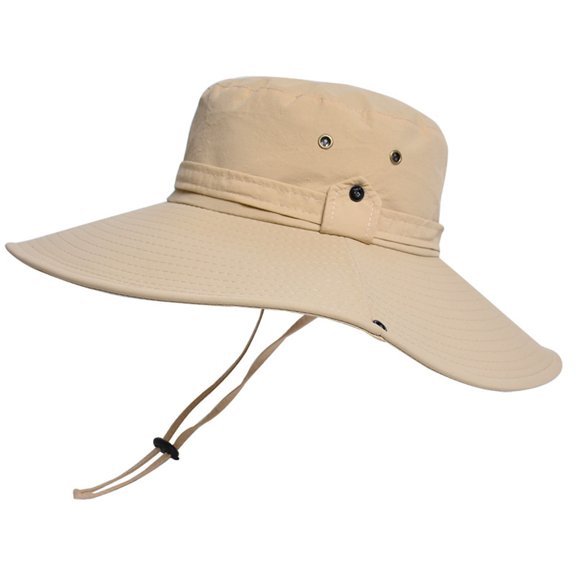 Men's Solid Color Extra Wide Brim Fisherman Hat, Sun Protection Cap for Summer Hiking Outdoor Activities, Gift(One Size,Beige)