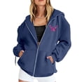 thumbnail image 4 of NinXxx Women's Cancer Prevention Zipper Long Sleeve Pocket Drawstring Hoodie Blue S, 4 of 6