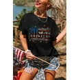 thumbnail image 2 of Women's Stylish Black Rhinestone USA Flag Graphic T-Shirt, 2 of 9