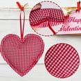 thumbnail image 4 of 12Pcs Valentine's Day Heart Ornaments 3.9 Inch - Red Pink Buffalo Plaid Fabric Baubles for Tree, Rustic Farmhouse Hanging Decor, Soft Plush Stuffed Hearts for Wedding Party DIY Home, 4 of 9
