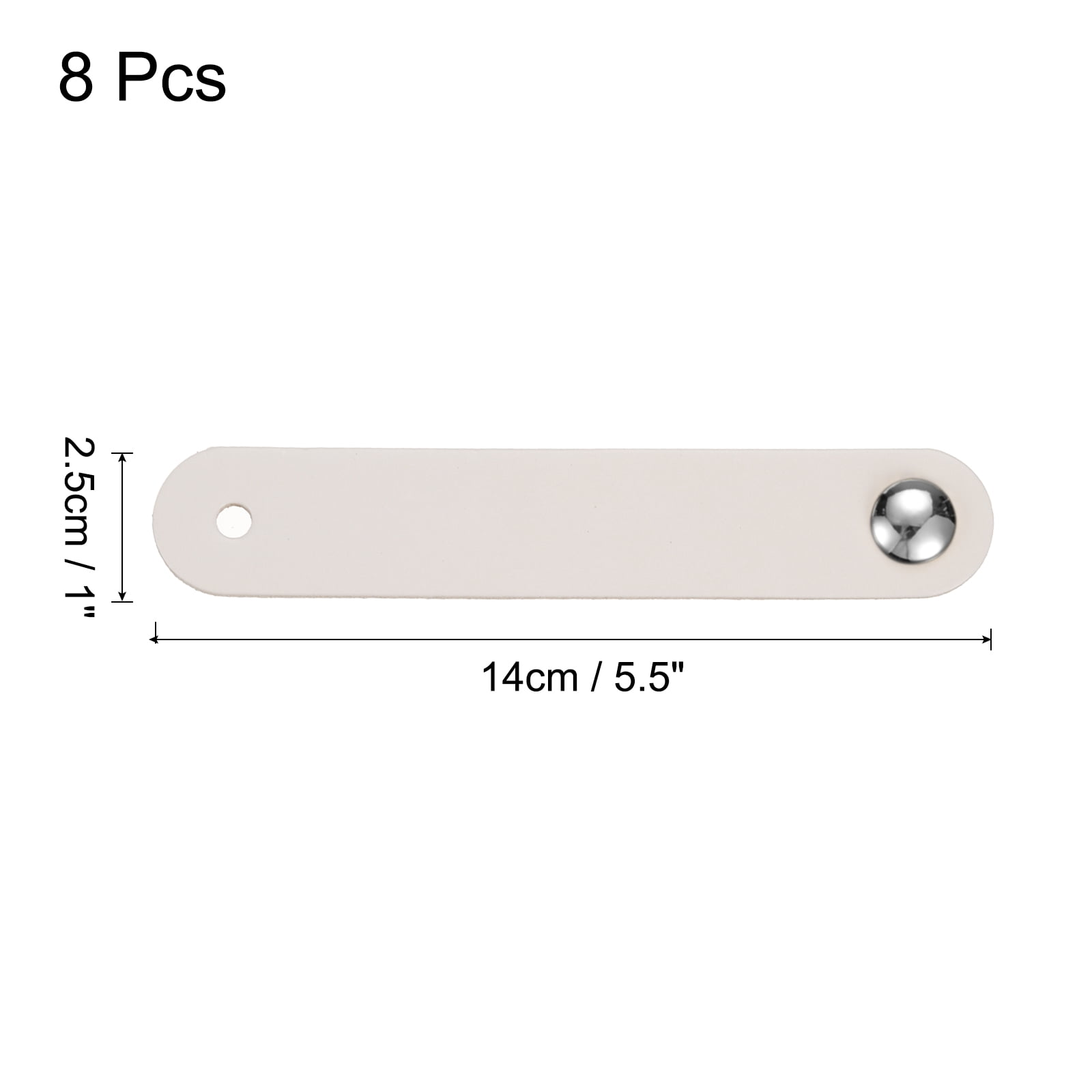 Unique Bargains Leather Pulls Single Hole Leather Knobs for Dressers Cream/Silver