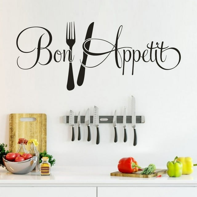 Mohdy 5089 Bon Appetit Personalized Creative Wall Stickers for Kitchen Backsplash Decoration,Wall Creative Window with Decorative Wall Decoration Affixed Mobile Home Decor
