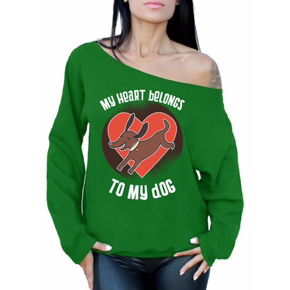 Awkward Styles Funny Valentine's Day Sweatshirt for Singles Dog Lover Off Shoulder Tops for Women Puppy Print
