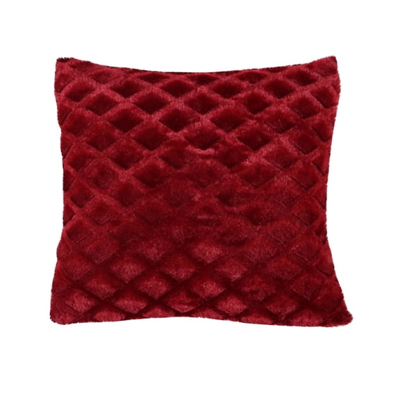 LAMIRO 18x18 Inch Wine Velvet Throw Pillow, Soft Plush Textured Cushion with Insert for Sofa, Couch, and Bedroom Decor