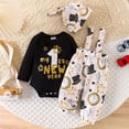 thumbnail image 2 of GobdXE 3 Piece Baby New Year Outfit Long Sleeve Bodysuit Suspender Pants Hat Holiday Celebration Clothing Set Size:3-6 Months, 2 of 9