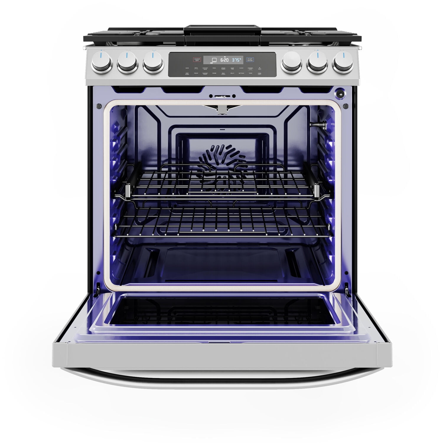 Midea 30-In Slide-In Gas Range with Wi-Fi Connectivity and Fan Convection, Stainless Steel, MGS30S2AST