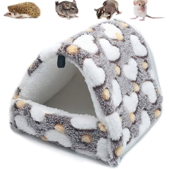 Rodent Bed Plush Small Hamster House Hammock Toy Bed Cabin for Guinea Pig Rabbit Chinchilla Ferret, Brown