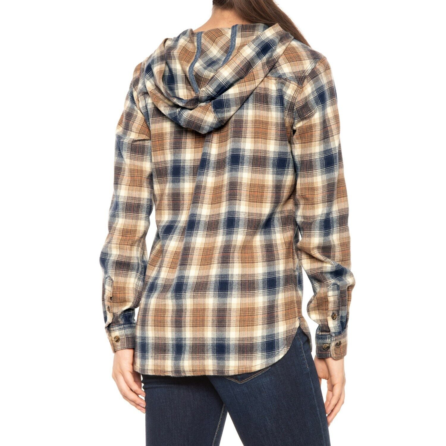 Carhartt Women s Relaxed Fit Flannel Hooded Plaid Shirt Walmart