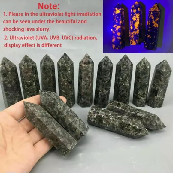 HOOUN Natural Yooperlite Fire Stone Tower Quartz Obelisk Crystal Point Wand Healing-9~10cm