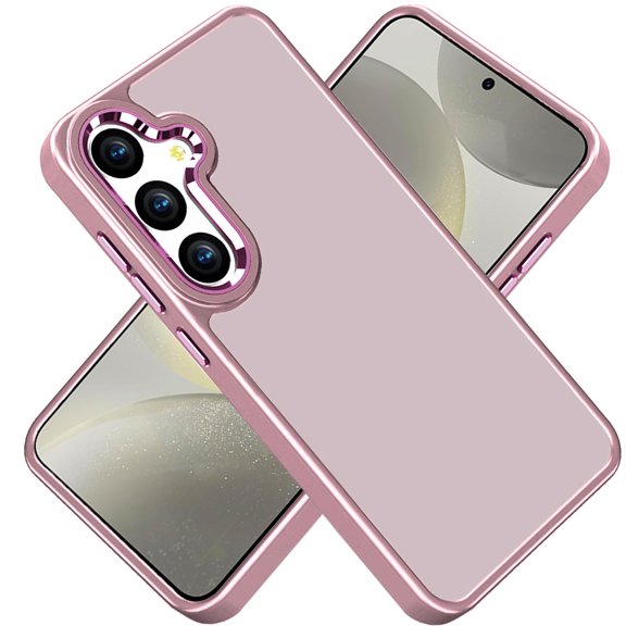 For Samsung Galaxy S25 /S24 Case, Slim Fit Thin Hybrid,Frosted Matte Polished Acrylic Hard PC with TPU Rubber Frame Phone Cover (Light Pink)