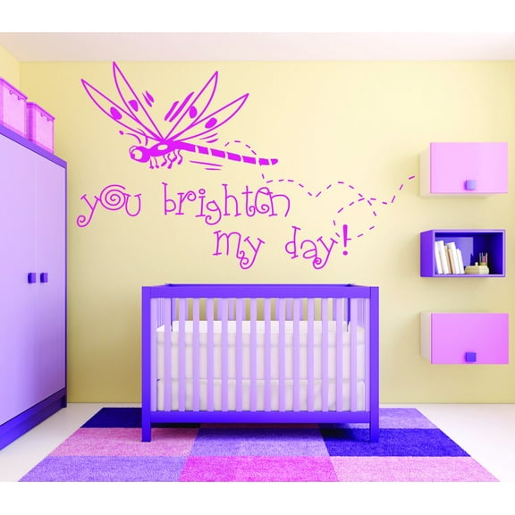Living Room Art You Brighten My Day! Dragonfly Insect Baby Girl Kids Daycare Preschool 20x30 Inches