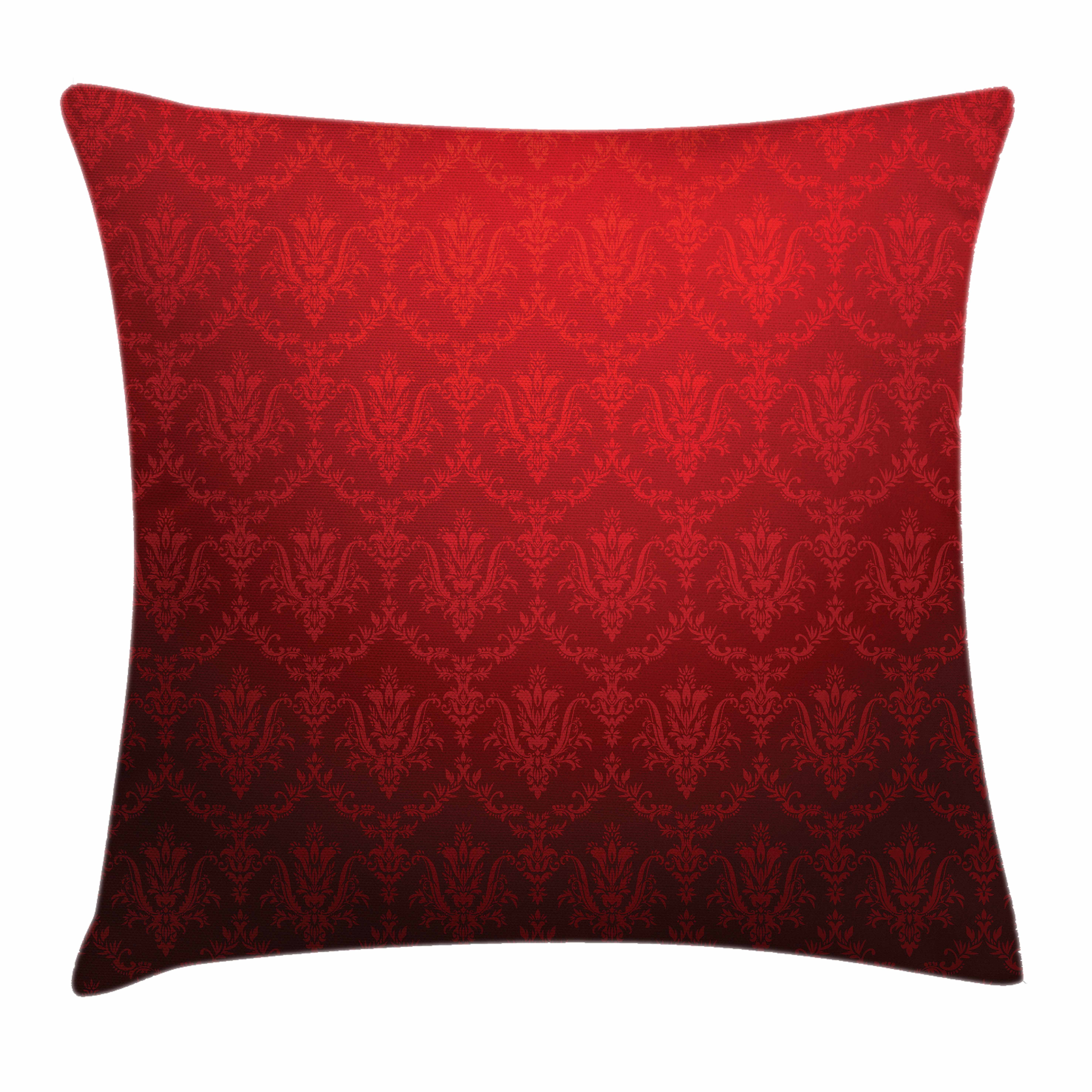 Dark Red Throw Pillow Cushion Cover, Antique Floral ...