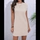 thumbnail image 4 of Vestido Corto de Verano para Mujer, Estilo Camiseta, Corta, Cuello Redondo, Informal, Holgado, Básico, Minivestido, Color Albaricoque L, 4 of 7