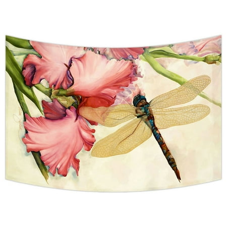 Dragonfly Wall Hanging ZKGK Dragonfly Tapestry Wall Hanging Wall Decor Art for Living Room Bedroom Dorm Cotton Linen Decoration 90x60 Inches ()