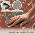 thumbnail image 6 of ODIKA 6'x9' Blue Teal Courtyard Medallion Diamond Washable Area Rug Traditional Style Central Rosette Non-Slip, Easy Care, for Family Room, Living Mater Bedroom, 6 of 7