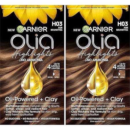 Garnier Hair Color Olia Ammonia-Free Permanent Hair Dye H03 Highlights for Brunettes 2 Count