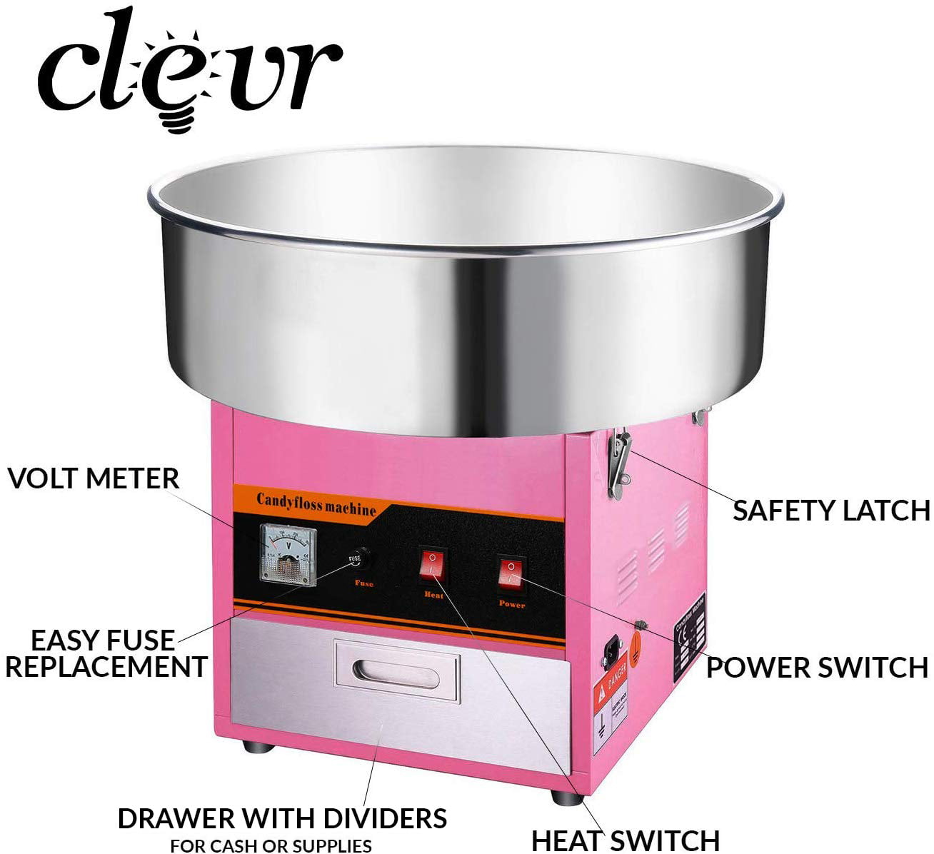 Commercial Cotton Candy Machine Candy Floss Maker Party Carnival Electric Pink