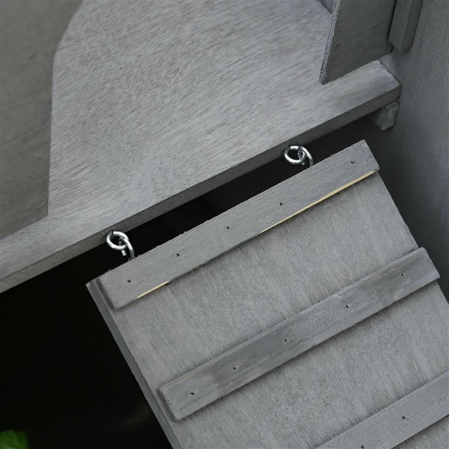 resenkos 40" Wooden Rabbit Hutch with Slide-out Tray and Openable Roof, Outdoor Small Animal Habitat Enclosure Bunny Cage for Bunnies, Guinea Pigs, Gray