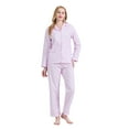 thumbnail image 2 of GLOBAL Women's Cotton Loungewear & Pajama Set Long Sleeve Button-Down Top with Elastic Waist Drawstring Pants Soft Comfortable Full-Length PJs for Women Pink Pastoral Flowers S, 2 of 7