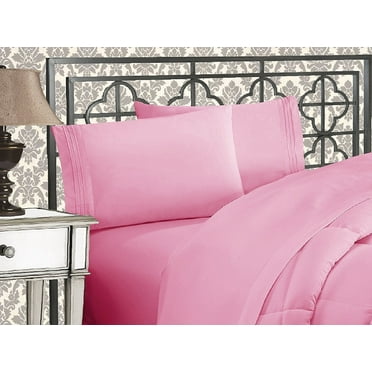 Super Soft 1500 Series Sheet set 4-Piece Bed Sheet Set, Deep Pocket up to 16 inch, Queen Light Pink