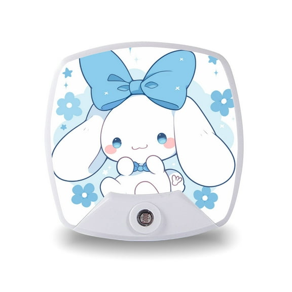 Cinnamoroll night light plug-in dimmable LED night light with automatic dusk to dawn sensor, soft warm white night light for hallway, bedroom, kids room, kitchen, stairs