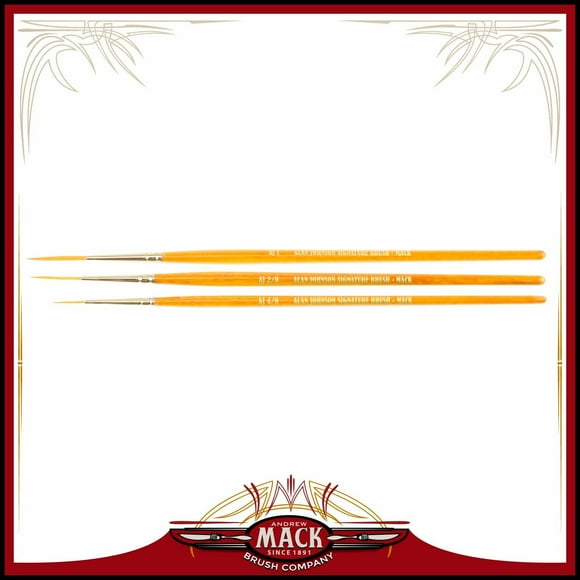 Set of 3 Size 4/0-1 Series AJ Alan Johnson Signature Fine Detailing Pinstriper Special Taklon Brushes