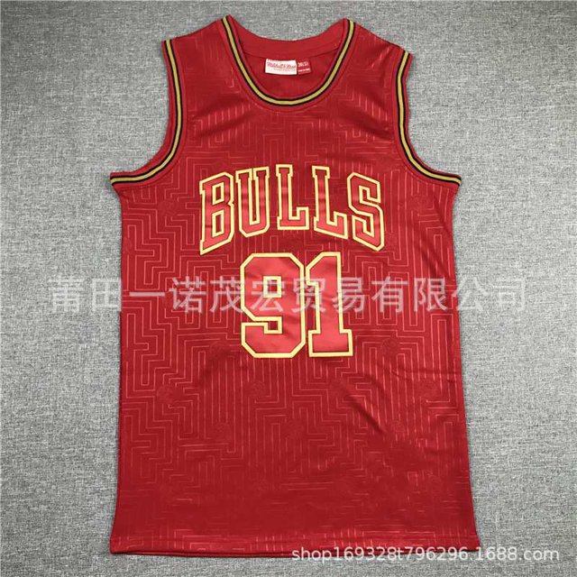 Chicago Embroidered Retro Mn Basketball Jersey Vest 33#Pippen 91# Copy Player Name Jersey