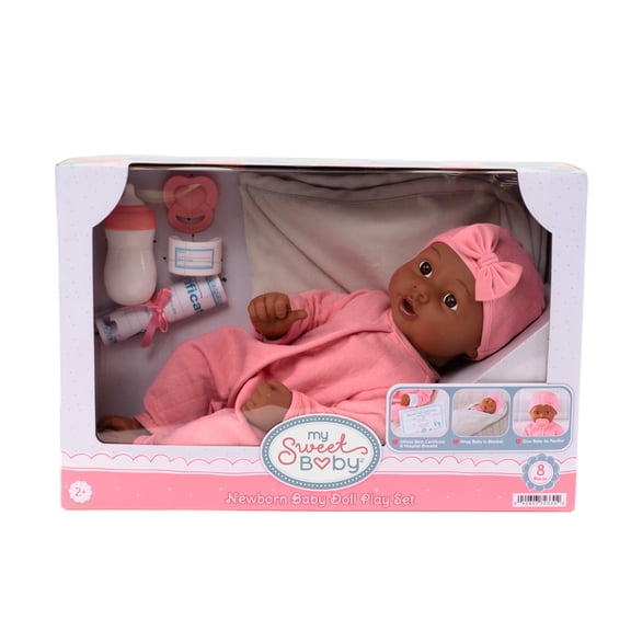 My Sweet Baby – Ensemble Nouveau-Né avec Poupée Bébé 14 pouces, Tenue Rose, 8 Pièces