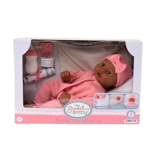 My Sweet Baby – Ensemble Nouveau-Né avec Poupée Bébé 14 pouces, Tenue Rose, 8 Pièces