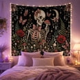 thumbnail image 2 of Stylized Human Skeleton With As Its Main, Spooky Gothic for Gothic Decor Fans, Dark Art Decor Room Accent, Halloween Gift, Tapestry Wall Hanging for Bedroom and Dorm, 2 of 7