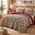 thumbnail image 4 of Regency Heights King Quilt Set, 3-Piece Reversible Bedspread Coverlet Set, Red Quilted Bedding Set with Shams for All Season, 4 of 12