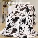 thumbnail image 3 of 1pc Soft and Warm Cow Print Blanket - Plush Fleece Flannel Throw for All-Season Comfort - Perfect for Daughters, Adults, Students, and Teens, 3 of 5