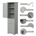 thumbnail image 4 of Bathroom Storage Cabinet, Tall Freestanding Cabinet with Drawers & Adjustable Shelf - Grey MDF Organizer for Bathroom, Living Room - 100lbs Capacity, 4 of 9