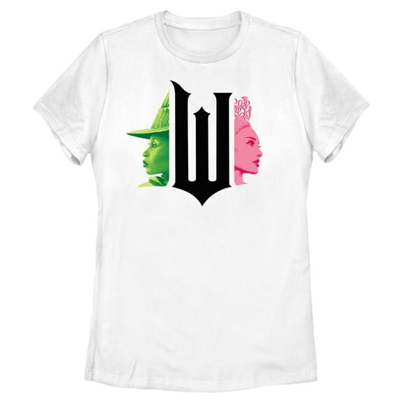 Women's Wicked Elphaba and Glinda Black Logo Graphic T-Shirt
