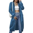 thumbnail image 1 of Chaqueta ELESOL para mujer, casual, holgada, con cremallera, con capucha, azul, 1 of 6