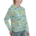 thumbnail image 6 of Fotbe Cute Dogs Corgi Pattern Womens Long Sleeve Hoodie, Pullover Hooded Sweatshirt, Kangaroo Pocket Hoodie with Eye-catching Drawstrings-Large, 6 of 7