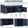 thumbnail image 4 of Storage Bench with 3 Shutter-shaped Doors, Shoe Bench with Removable Cushion and Hidden Storage Space - Antique Navy, 4 of 7