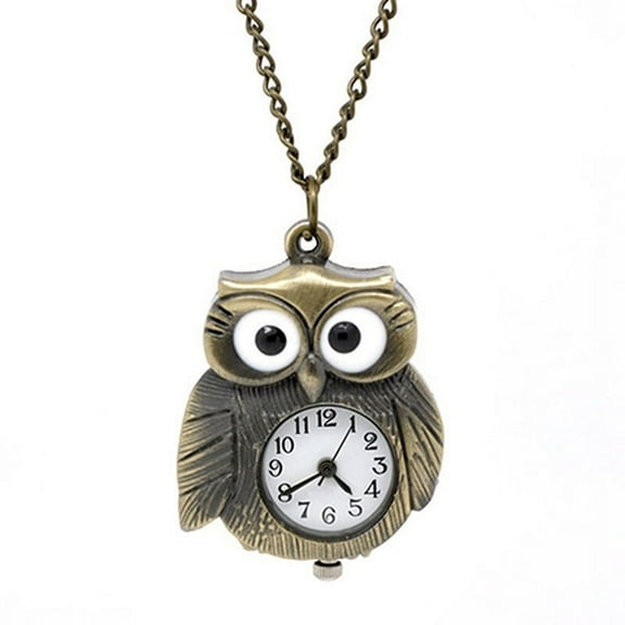 Ruanlalo Vintage Antique Bronze Necklace Chain Owl Heart Clock Quartz Pocket Watch Gift 5