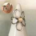 thumbnail image 5 of Anillos para mujer, Regalos para mujer Anillo floral vintage, Anillo abierto bicolor con flores, Anillo de cobre con flores vintage el anillo, 5 of 5