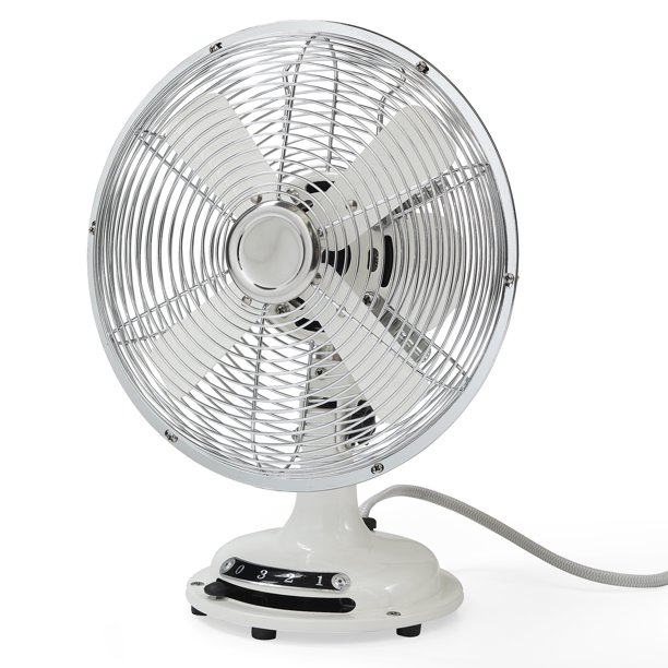 Better Homes & Gardens 8'' Retro 3Speed Metal Table Fan, White