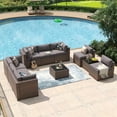thumbnail image 4 of Aoxun 10 Piece Patio Furniture Set Wicker Rattan Patio Conversation Set Outdoor Sectional Sofa Set with Coffee Table and 4” Thickened Cushions, Gray (Waterproof Cover Included), 4 of 8