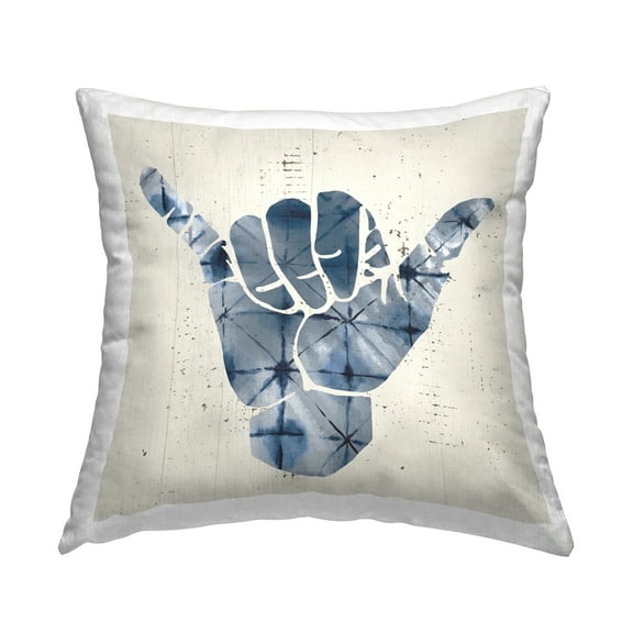 Stupell Industries Abstract Shaka Sign Hand Gesture Geometric Pattern Novelty Blue,18 x 7 x 18 Decorative Pillows