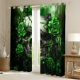 thumbnail image 2 of Manfei Spooky Halloween Skull Blackout Curtains Set of 2 (52x84 Each),Gothic Theme Window Curtains,Green Flower Floral Curtains and Drapes For Boys Teens,Super Cozy Room Decor, 2 of 6