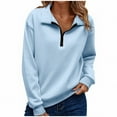 thumbnail image 5 of ZUKMRJPC Women's Quarter Zip Sweatshirt Fall Winter Long Sleeve Loose Fit Lapel Pullover Sweater Lightweight Warm Comfy Fleece Tops, 5 of 6